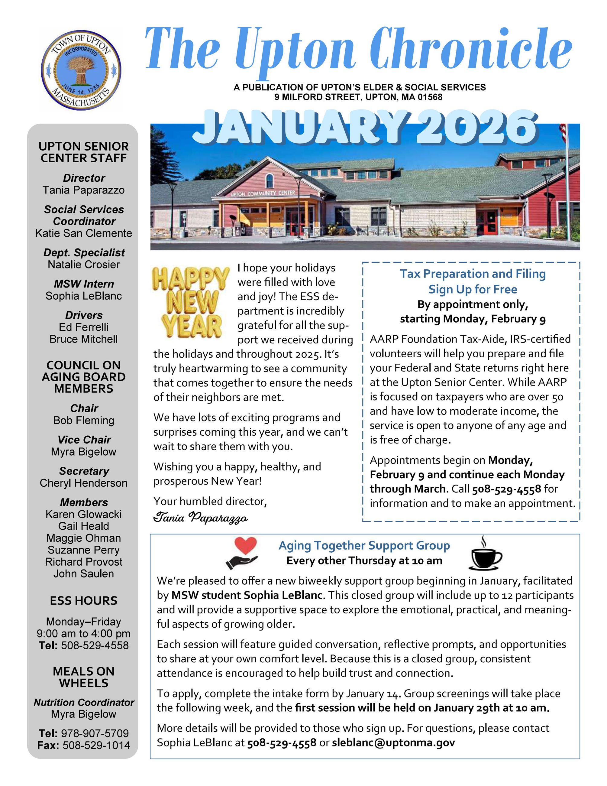 ESS Newsletter Cover January 2026